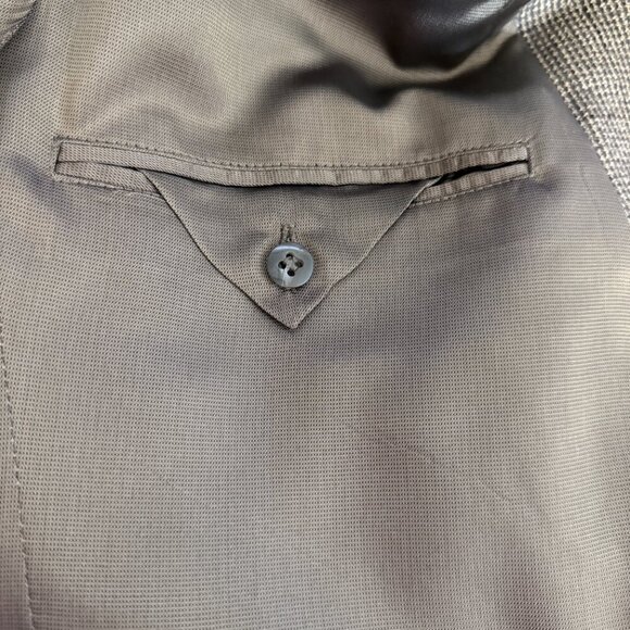 Oscar de la Renta Wool Cashmere Plaid Sport Coat Jacket Blazer Men's 46R Tan - Picture 15 of 15